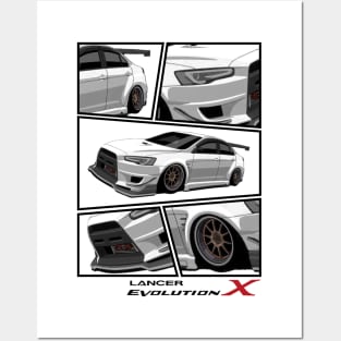 Mitsubishi Lancer EVO X Ehite, Evolution X, JDM Posters and Art